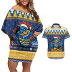 Parramatta Angry Eels Personalized Couples Matching Off Shoulder Short Dress and Hawaiian Shirt Christmas Rugby League Spirit - Aussie Hoodie