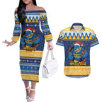Parramatta Angry Eels Personalized Couples Matching Off The Shoulder Long Sleeve Dress and Hawaiian Shirt Christmas Rugby League Spirit - Aussie Hoodie