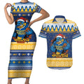 Parramatta Angry Eels Personalized Couples Matching Short Sleeve Bodycon Dress and Hawaiian Shirt Christmas Rugby League Spirit - Aussie Hoodie