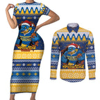 Parramatta Angry Eels Personalized Couples Matching Short Sleeve Bodycon Dress and Long Sleeve Button Shirt Christmas Rugby League Spirit - Aussie Hoodie