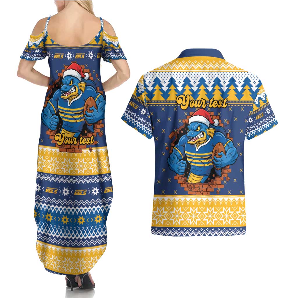 Parramatta Angry Eels Personalized Couples Matching Summer Maxi Dress and Hawaiian Shirt Christmas Rugby League Spirit - Aussie Hoodie