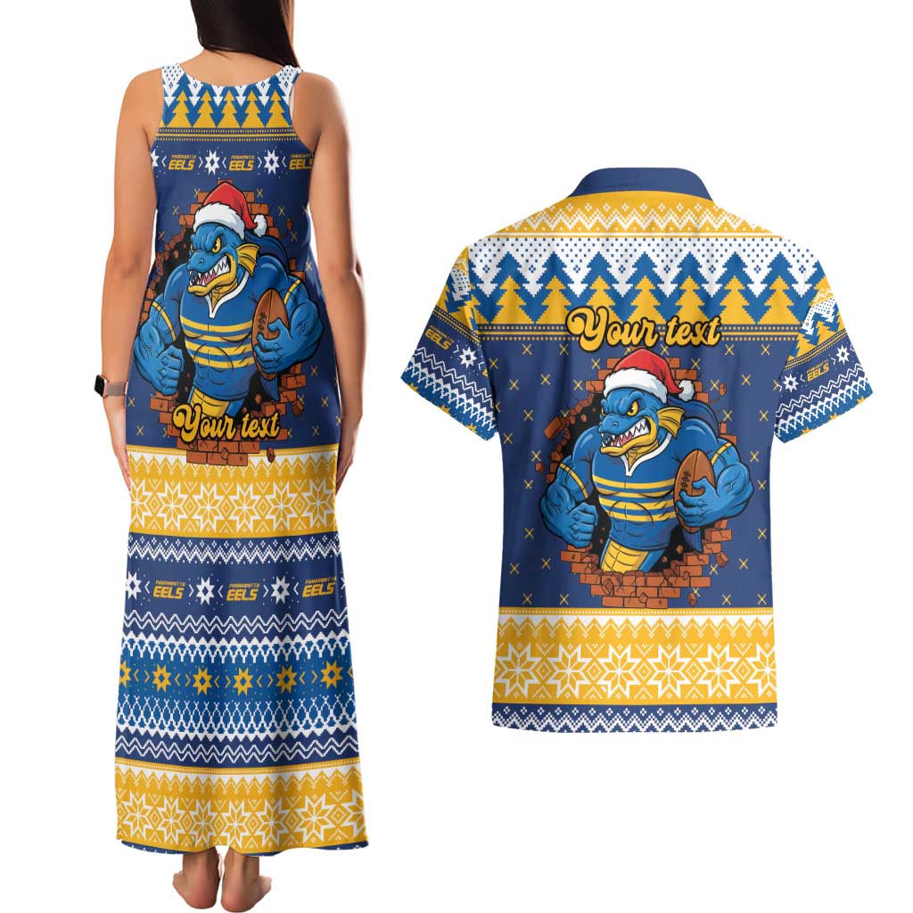Parramatta Angry Eels Personalized Couples Matching Tank Maxi Dress and Hawaiian Shirt Christmas Rugby League Spirit - Aussie Hoodie