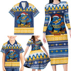 Parramatta Angry Eels Personalized Family Matching Long Sleeve Bodycon Dress and Hawaiian Shirt Christmas Rugby League Spirit - Aussie Hoodie