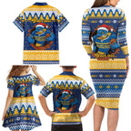 Parramatta Angry Eels Personalized Family Matching Long Sleeve Bodycon Dress and Hawaiian Shirt Christmas Rugby League Spirit - Aussie Hoodie