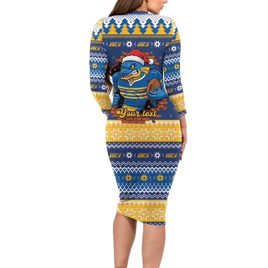 Parramatta Angry Eels Personalized Family Matching Long Sleeve Bodycon Dress and Hawaiian Shirt Christmas Rugby League Spirit - Aussie Hoodie