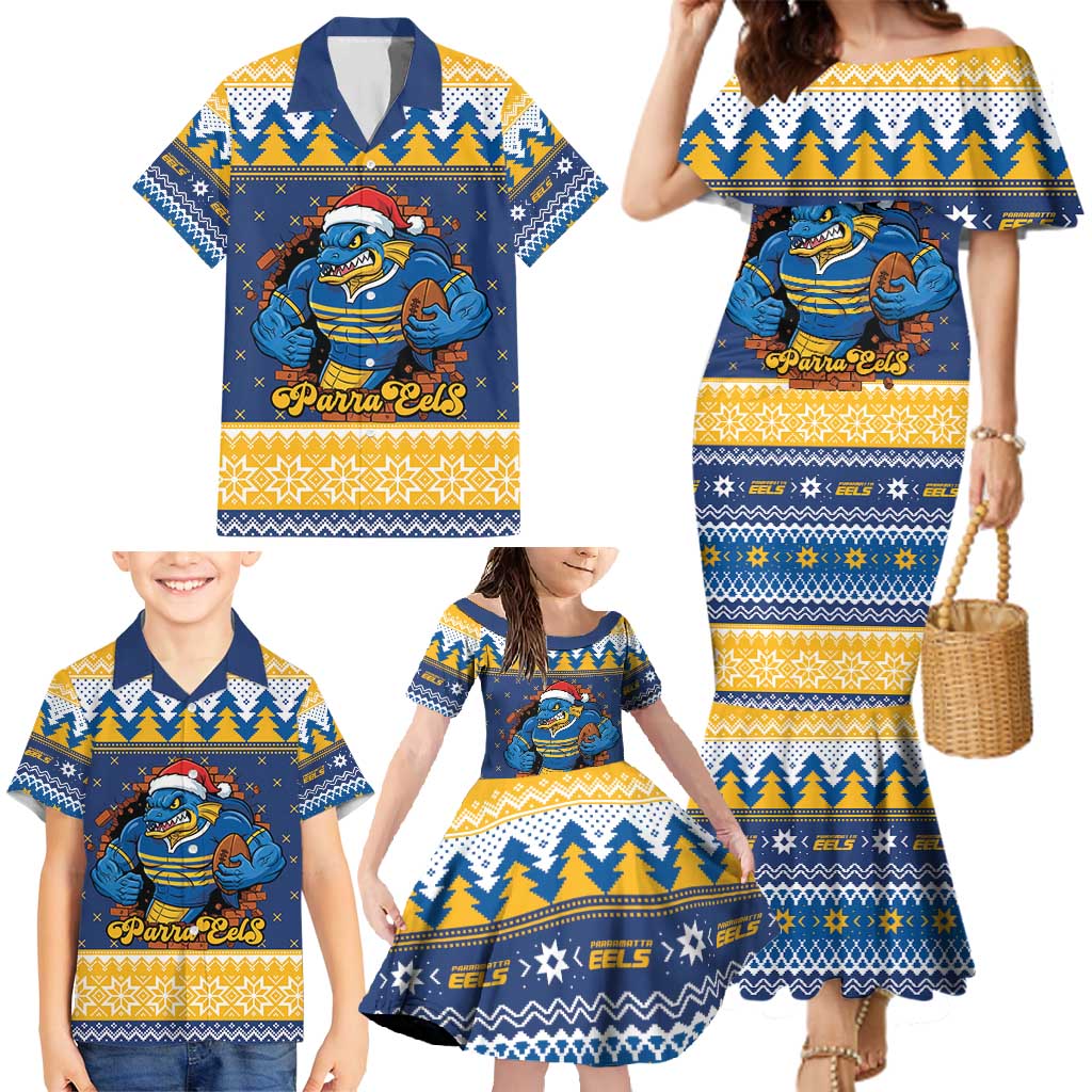 Parramatta Angry Eels Personalized Family Matching Mermaid Dress and Hawaiian Shirt Christmas Rugby League Spirit - Aussie Hoodie
