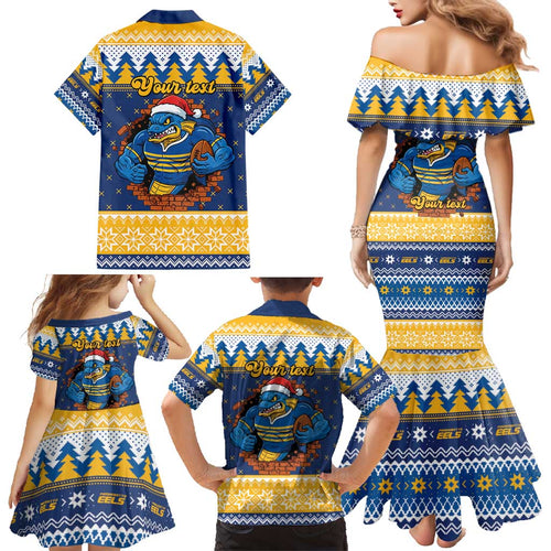 Parramatta Angry Eels Personalized Family Matching Mermaid Dress and Hawaiian Shirt Christmas Rugby League Spirit - Aussie Hoodie