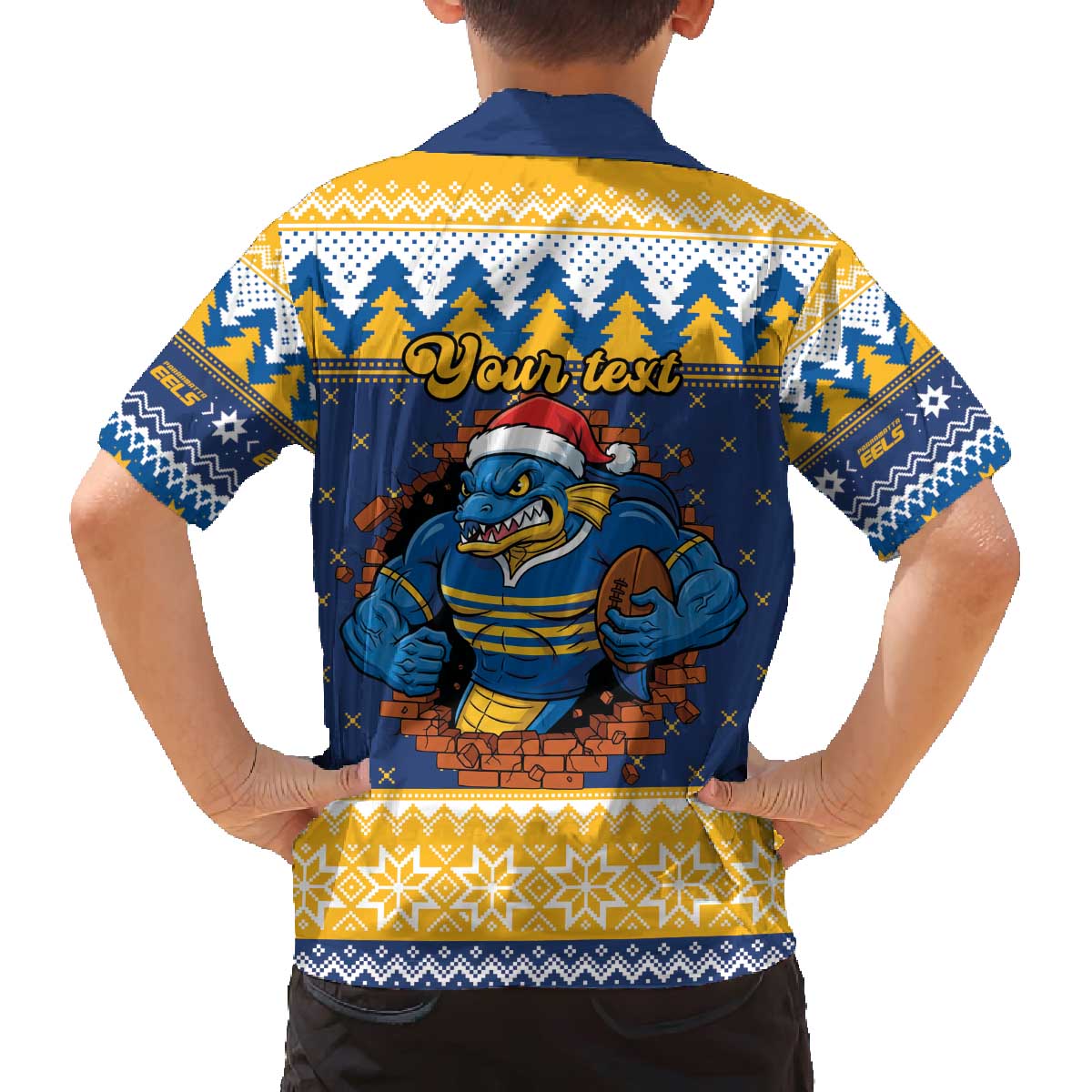 Parramatta Angry Eels Personalized Family Matching Off The Shoulder Long Sleeve Dress and Hawaiian Shirt Christmas Rugby League Spirit - Aussie Hoodie