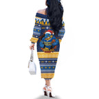 Parramatta Angry Eels Personalized Family Matching Off The Shoulder Long Sleeve Dress and Hawaiian Shirt Christmas Rugby League Spirit - Aussie Hoodie