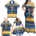 Parramatta Angry Eels Personalized Family Matching Off Shoulder Maxi Dress and Hawaiian Shirt Christmas Rugby League Spirit - Aussie Hoodie