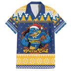 Parramatta Angry Eels Personalized Family Matching Off Shoulder Maxi Dress and Hawaiian Shirt Christmas Rugby League Spirit - Aussie Hoodie