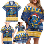 Parramatta Angry Eels Personalized Family Matching Off Shoulder Short Dress and Hawaiian Shirt Christmas Rugby League Spirit - Aussie Hoodie
