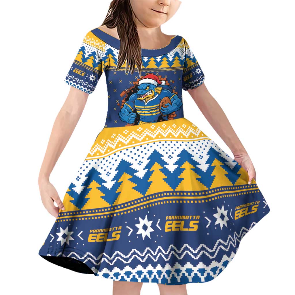 Parramatta Angry Eels Personalized Family Matching Off Shoulder Short Dress and Hawaiian Shirt Christmas Rugby League Spirit - Aussie Hoodie