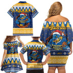 Parramatta Angry Eels Personalized Family Matching Off Shoulder Short Dress and Hawaiian Shirt Christmas Rugby League Spirit - Aussie Hoodie