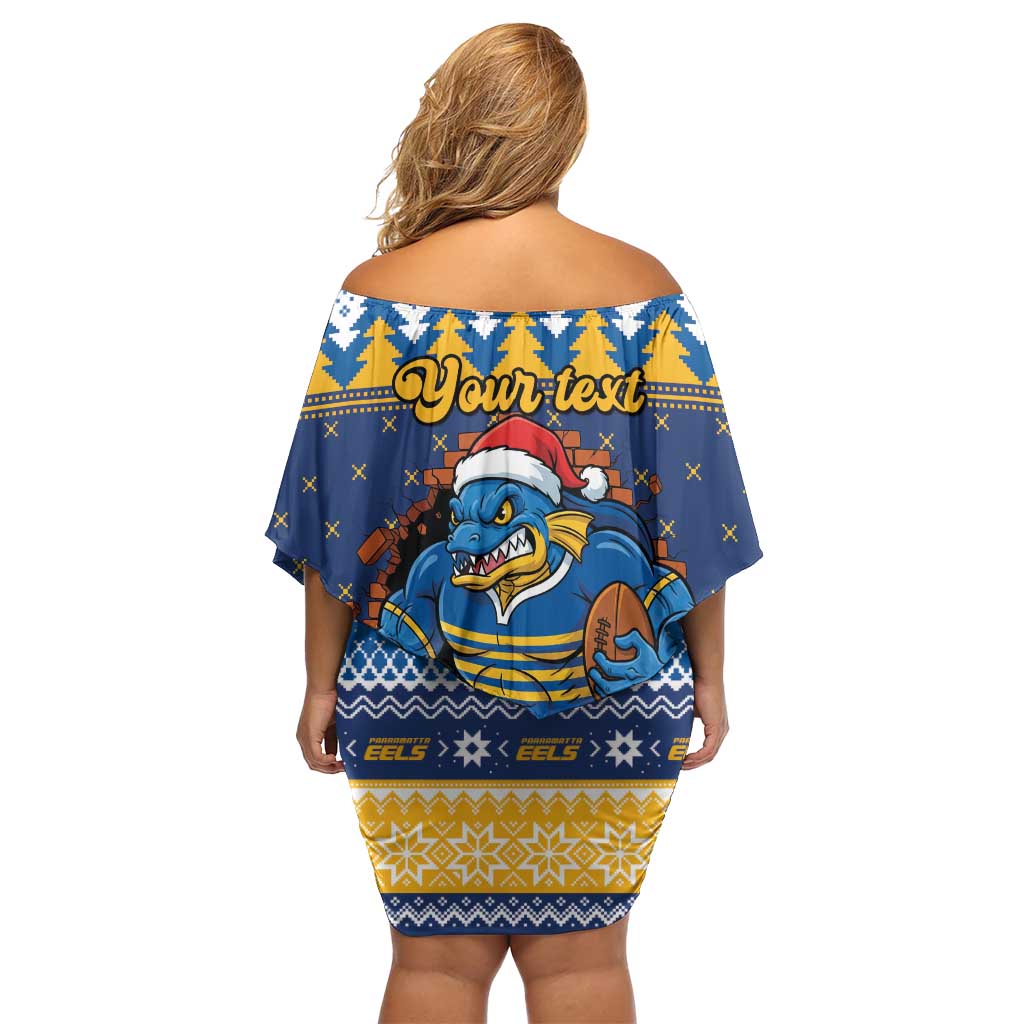 Parramatta Angry Eels Personalized Family Matching Off Shoulder Short Dress and Hawaiian Shirt Christmas Rugby League Spirit - Aussie Hoodie