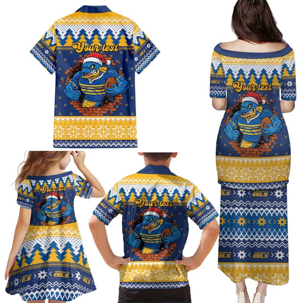 Parramatta Angry Eels Personalized Family Matching Puletasi and Hawaiian Shirt Christmas Rugby League Spirit - Aussie Hoodie
