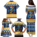 Parramatta Angry Eels Personalized Family Matching Puletasi and Hawaiian Shirt Christmas Rugby League Spirit - Aussie Hoodie