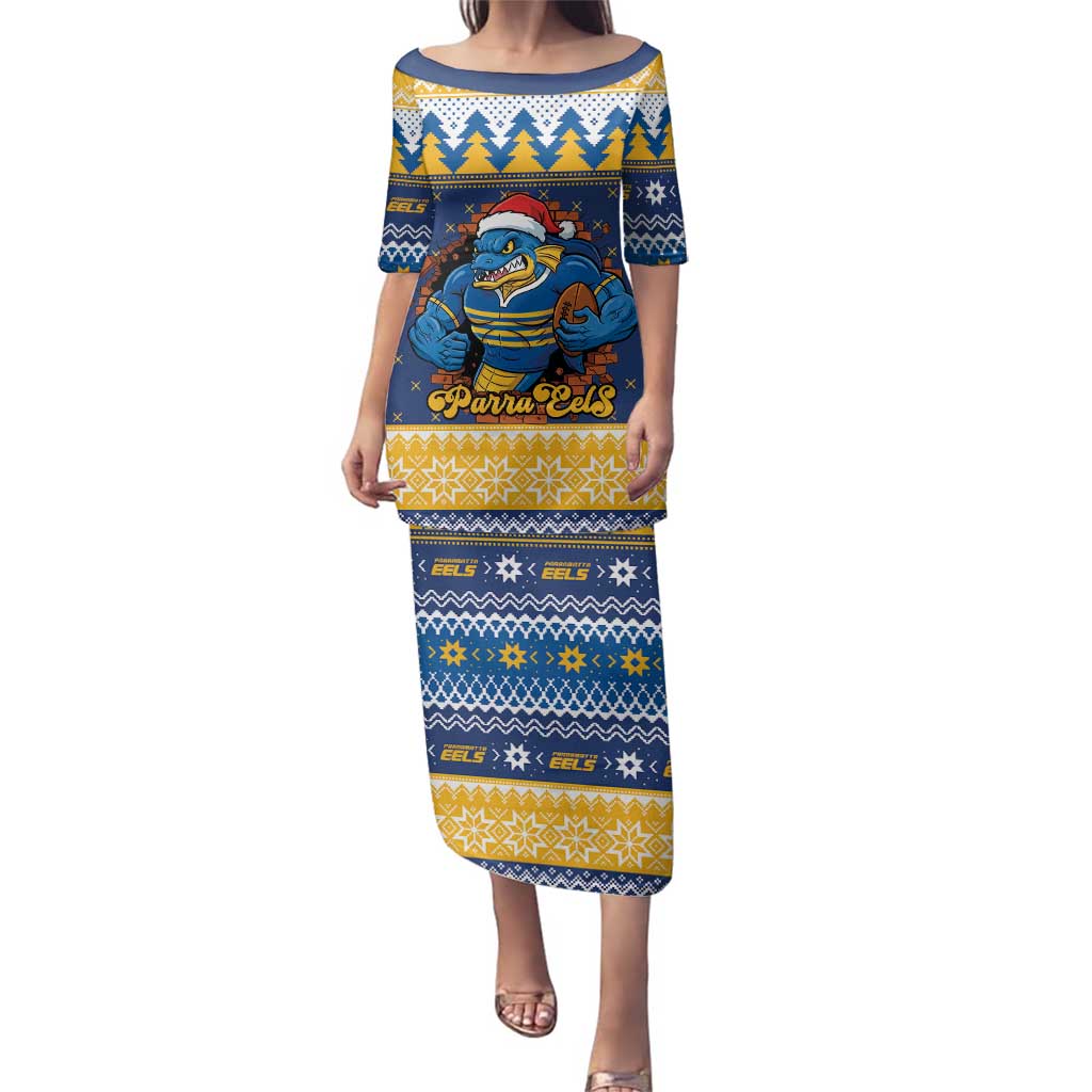 Parramatta Angry Eels Personalized Family Matching Puletasi and Hawaiian Shirt Christmas Rugby League Spirit - Aussie Hoodie