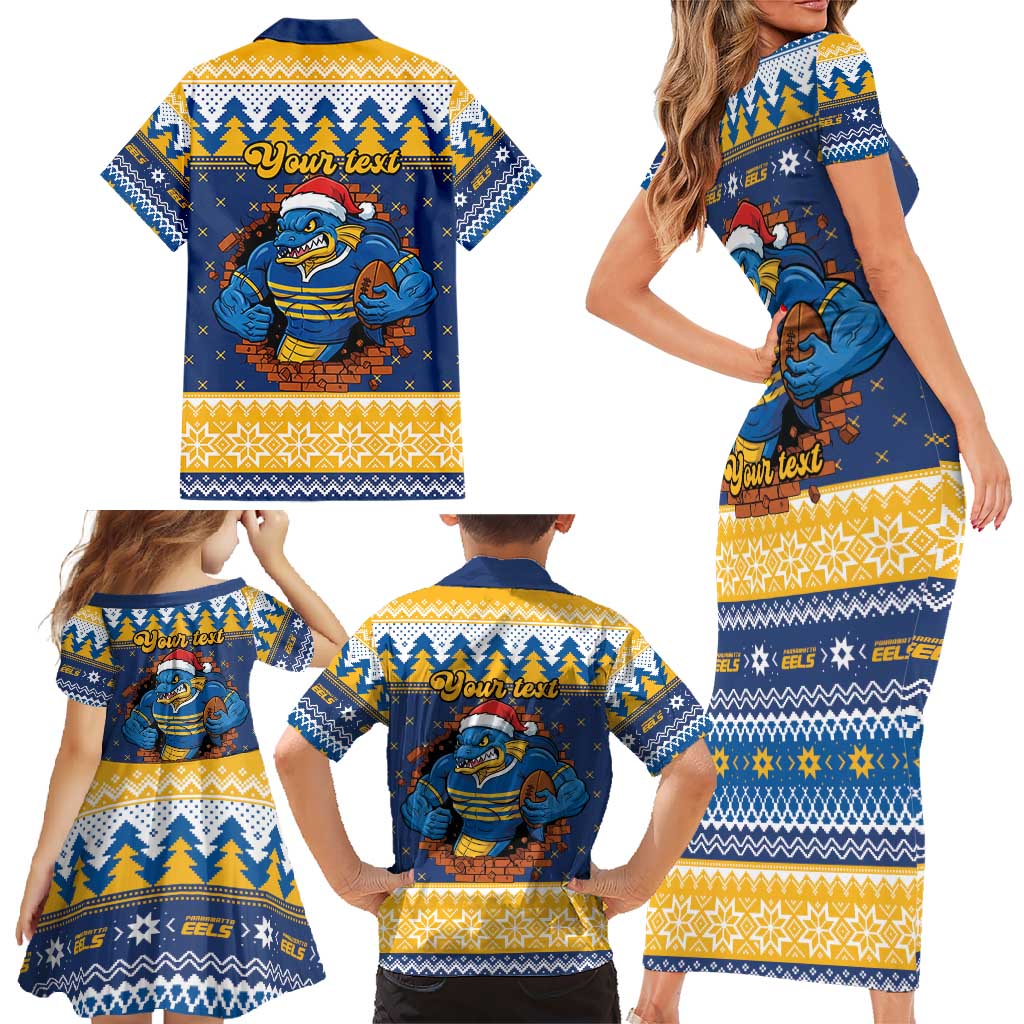 Parramatta Angry Eels Personalized Family Matching Short Sleeve Bodycon Dress and Hawaiian Shirt Christmas Rugby League Spirit - Aussie Hoodie
