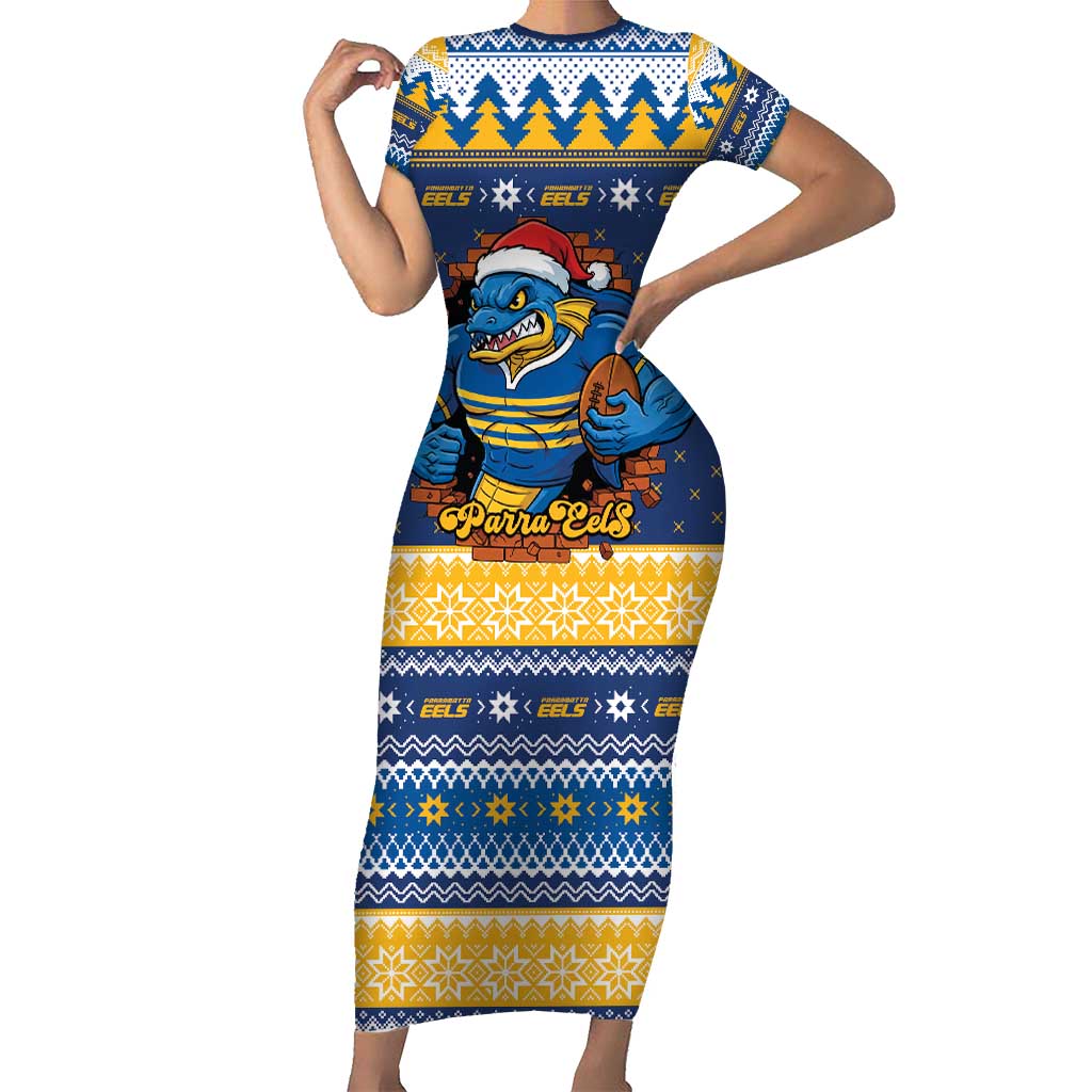 Parramatta Angry Eels Personalized Family Matching Short Sleeve Bodycon Dress and Hawaiian Shirt Christmas Rugby League Spirit - Aussie Hoodie