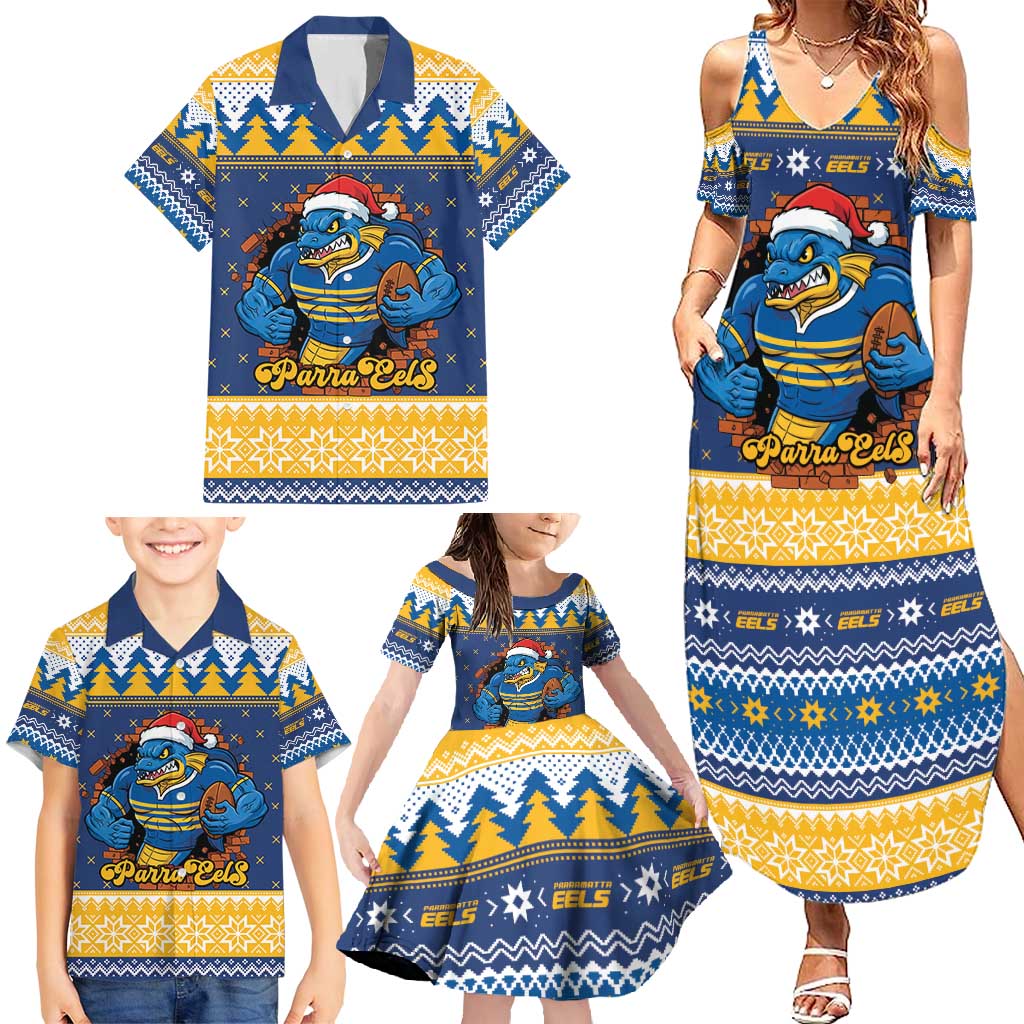 Parramatta Angry Eels Personalized Family Matching Summer Maxi Dress and Hawaiian Shirt Christmas Rugby League Spirit - Aussie Hoodie