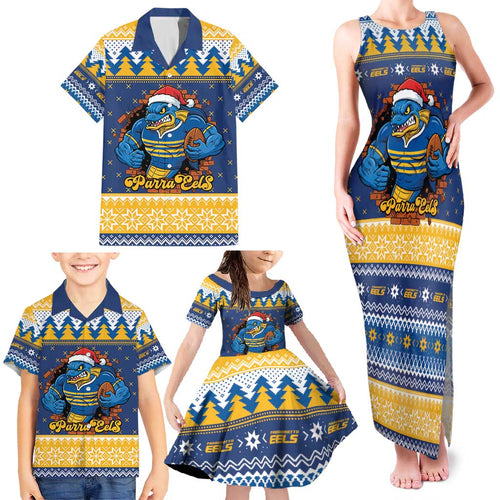 Parramatta Angry Eels Personalized Family Matching Tank Maxi Dress and Hawaiian Shirt Christmas Rugby League Spirit - Aussie Hoodie