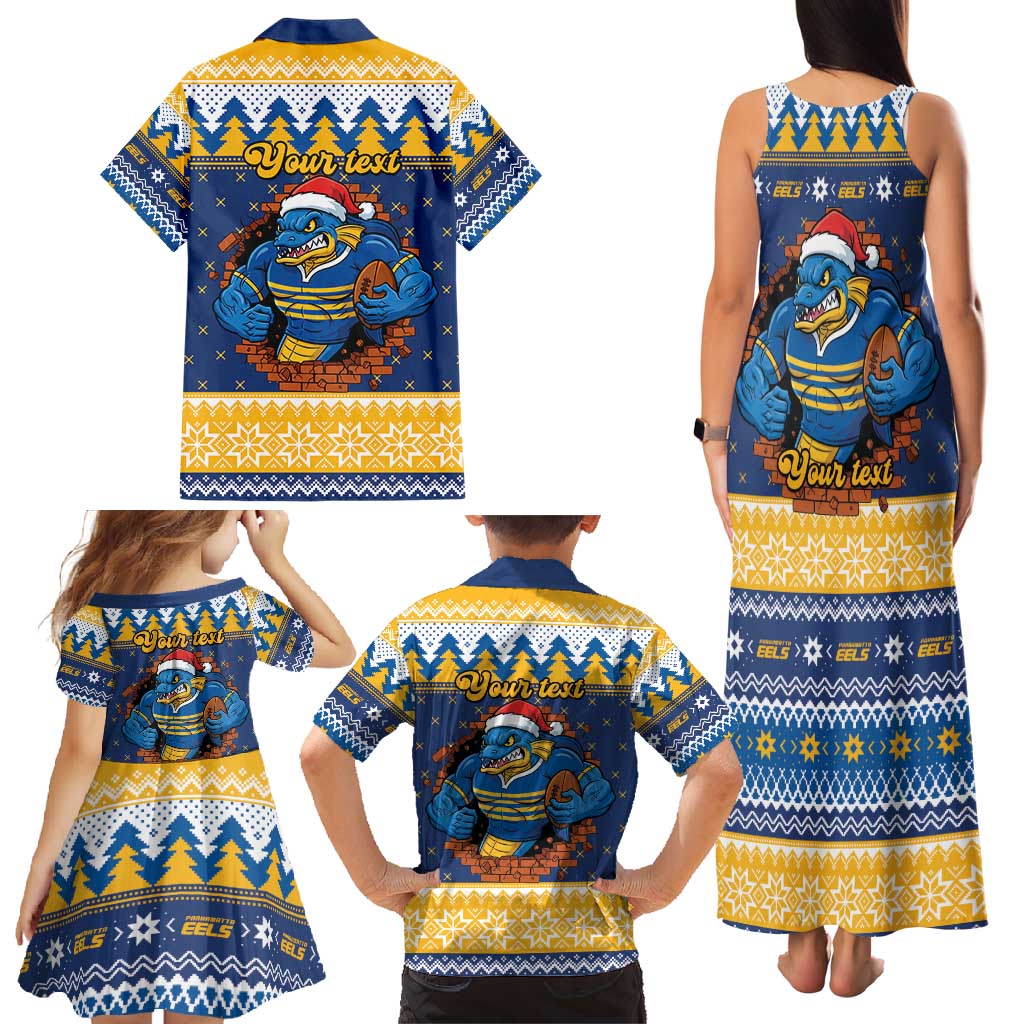 Parramatta Angry Eels Personalized Family Matching Tank Maxi Dress and Hawaiian Shirt Christmas Rugby League Spirit - Aussie Hoodie