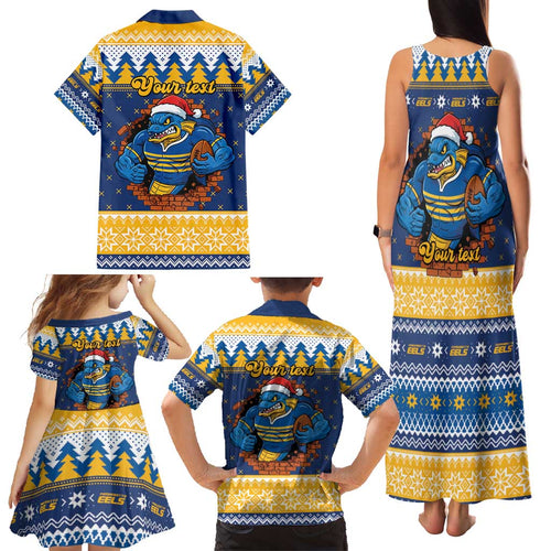 Parramatta Angry Eels Personalized Family Matching Tank Maxi Dress and Hawaiian Shirt Christmas Rugby League Spirit - Aussie Hoodie