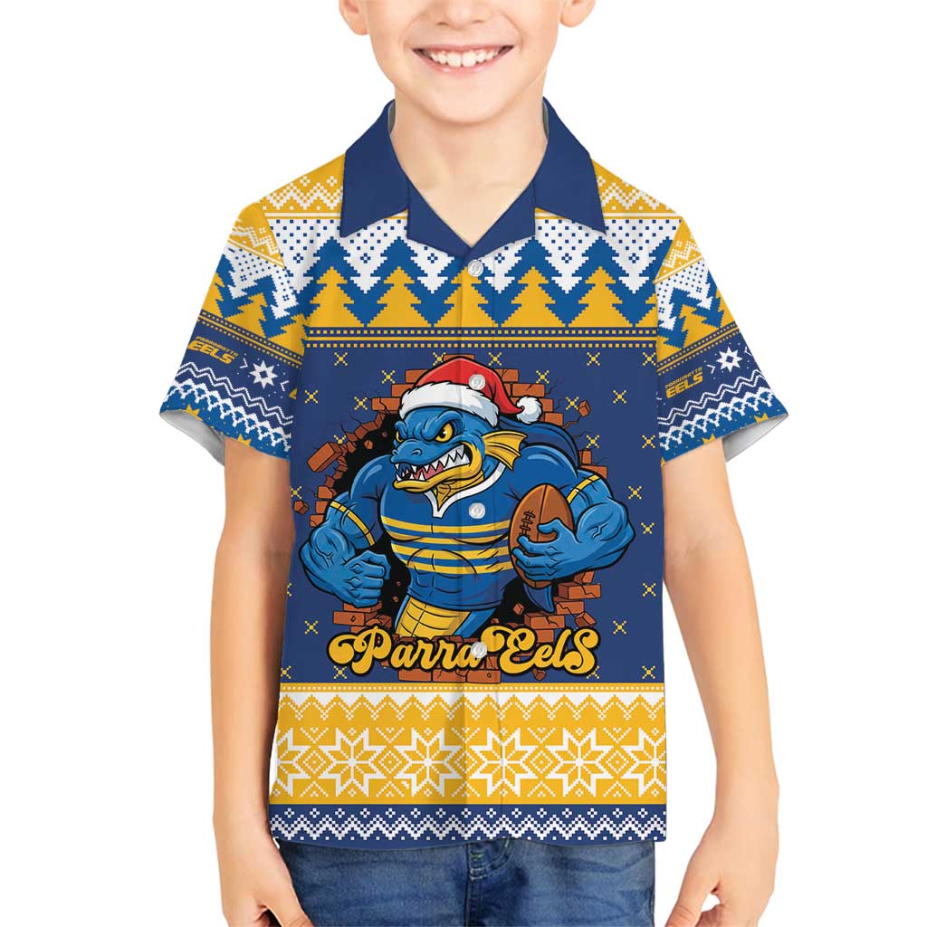 Parramatta Angry Eels Personalized Family Matching Tank Maxi Dress and Hawaiian Shirt Christmas Rugby League Spirit - Aussie Hoodie