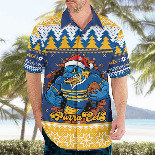 Parramatta Angry Eels Personalized Hawaiian Shirt Christmas Rugby League Spirit - Aussie Hoodie