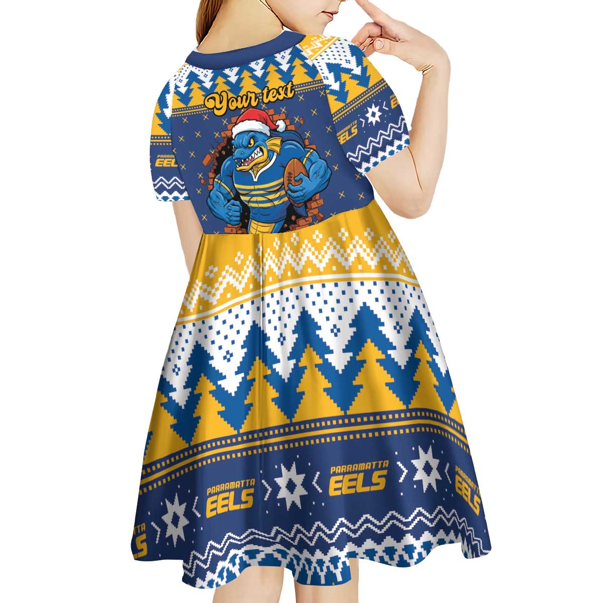 Parramatta Angry Eels Personalized Kid Short Sleeve Dress Christmas Rugby League Spirit - Aussie Hoodie