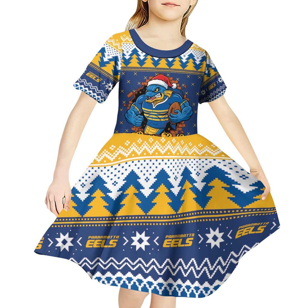 Parramatta Angry Eels Personalized Kid Short Sleeve Dress Christmas Rugby League Spirit - Aussie Hoodie