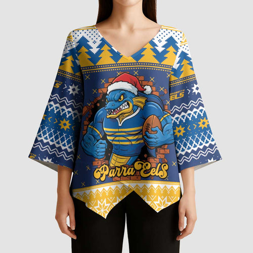 Parramatta Angry Eels Personalized Kimono Sleeve Blouse Christmas Rugby League Spirit - Aussie Hoodie