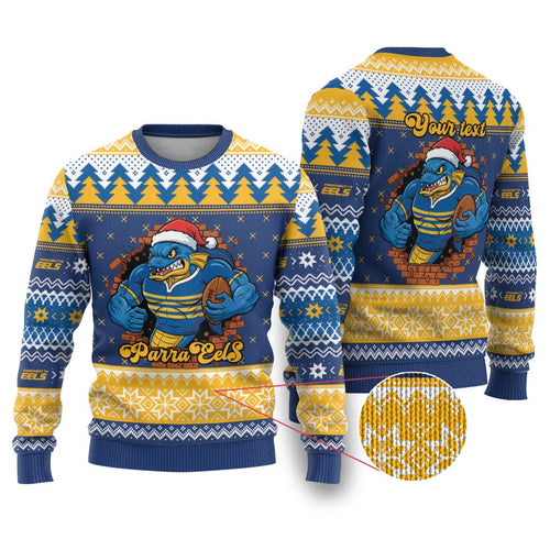 Parramatta Angry Eels Personalized Ugly Christmas Sweater Christmas Rugby League Spirit - Aussie Hoodie