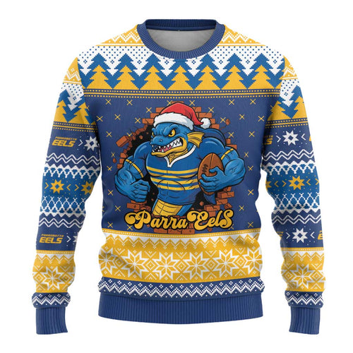 Parramatta Angry Eels Personalized Ugly Christmas Sweater Christmas Rugby League Spirit - Aussie Hoodie