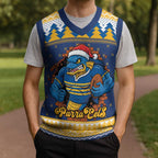 Parramatta Angry Eels Personalized Christmas Knitted V-Neck Vest Christmas Rugby League Spirit - Aussie Hoodie