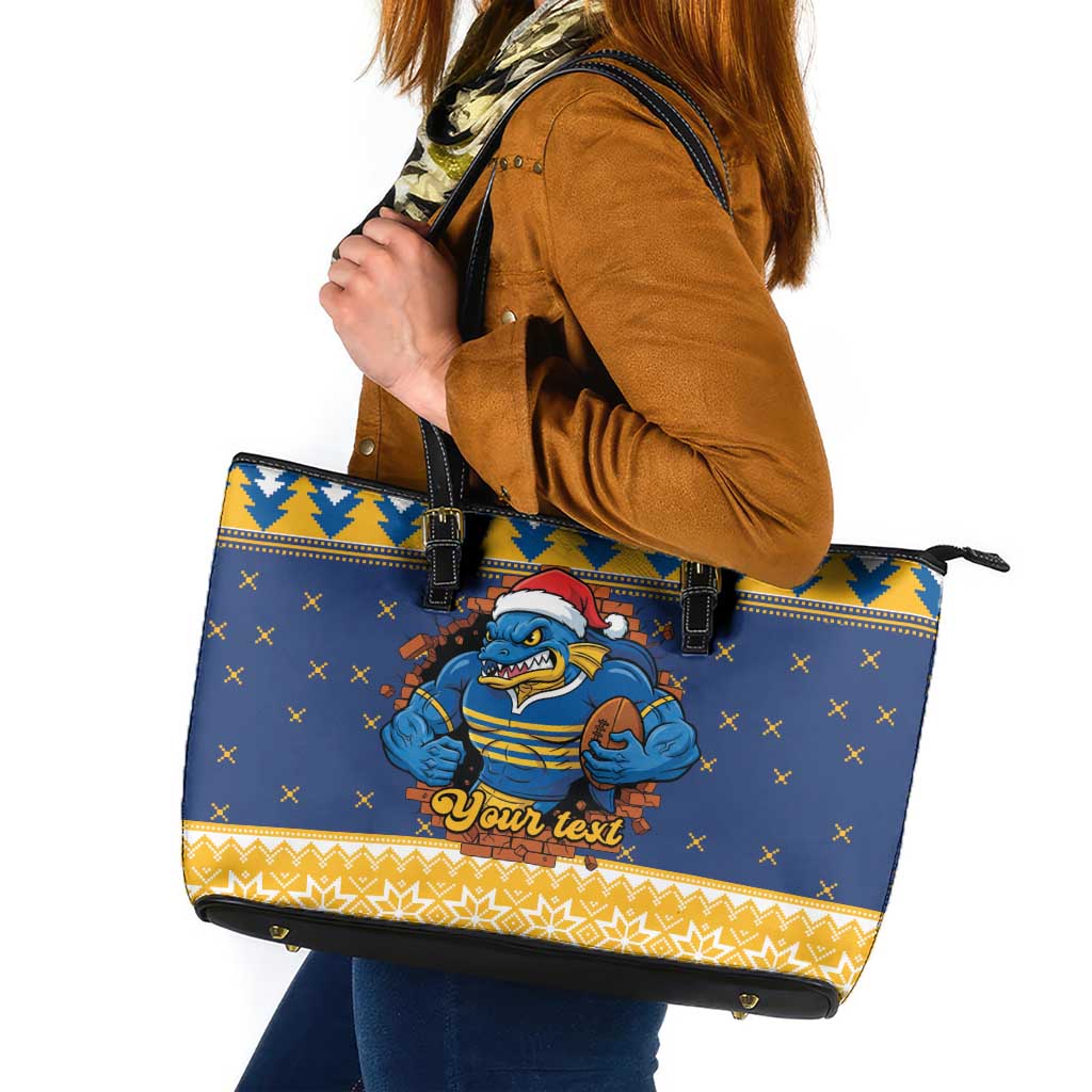 Parramatta Angry Eels Personalized Leather Tote Bag Christmas Rugby League Spirit - Aussie Hoodie