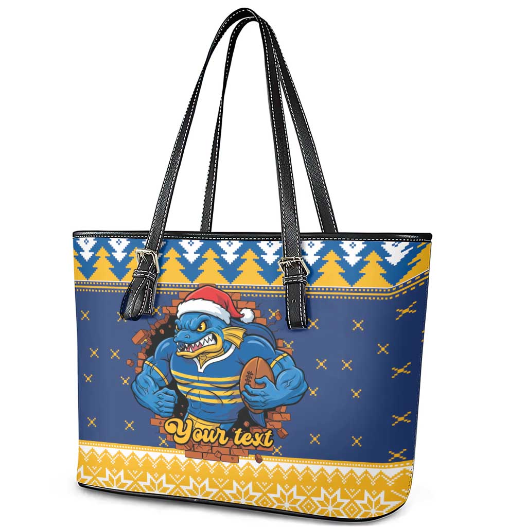 Parramatta Angry Eels Personalized Leather Tote Bag Christmas Rugby League Spirit - Aussie Hoodie