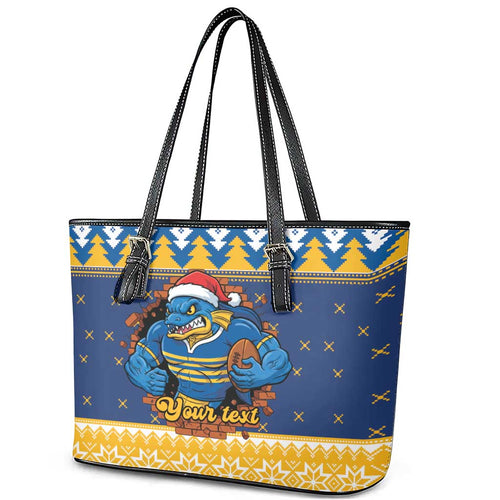 Parramatta Angry Eels Personalized Leather Tote Bag Christmas Rugby League Spirit - Aussie Hoodie