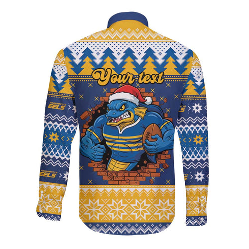 Parramatta Angry Eels Personalized Long Sleeve Button Shirt Christmas Rugby League Spirit - Aussie Hoodie