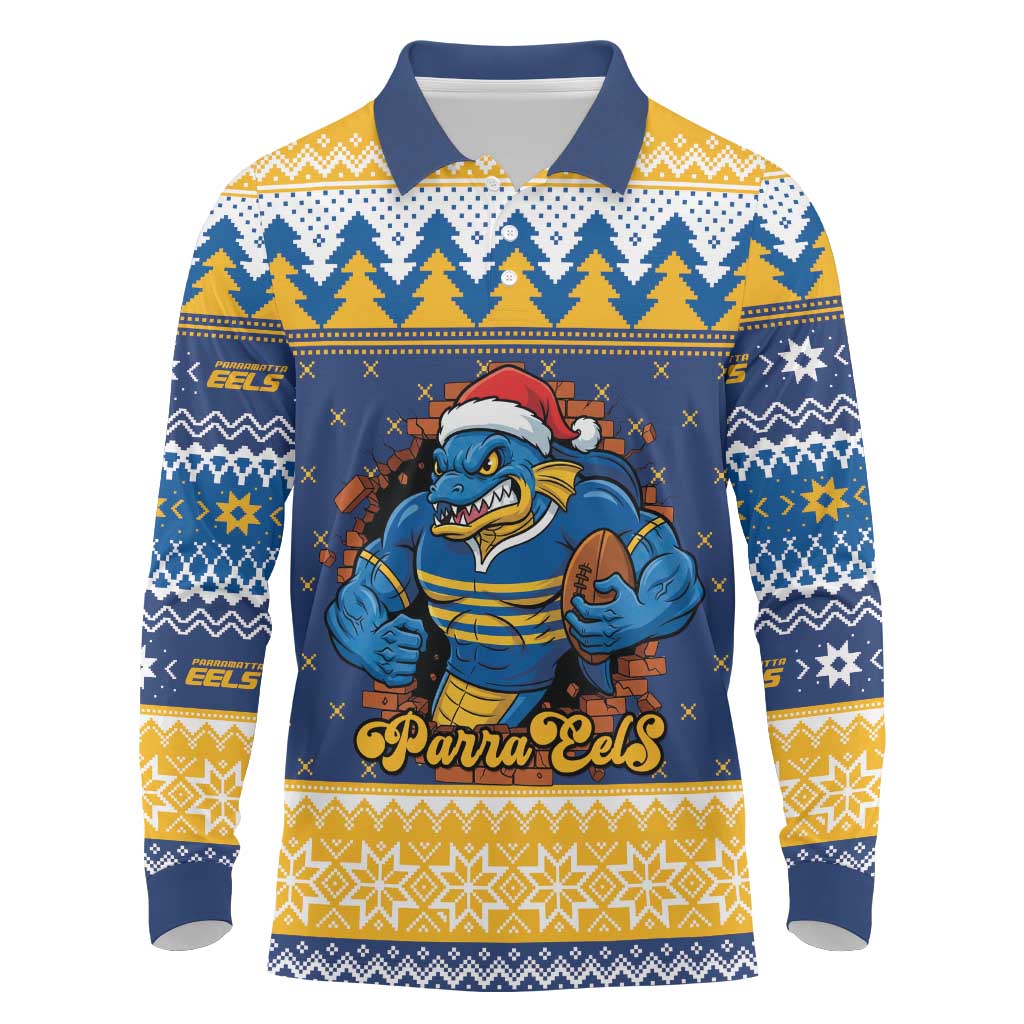 Parramatta Angry Eels Personalized Long Sleeve Polo Shirt Christmas Rugby League Spirit - Aussie Hoodie