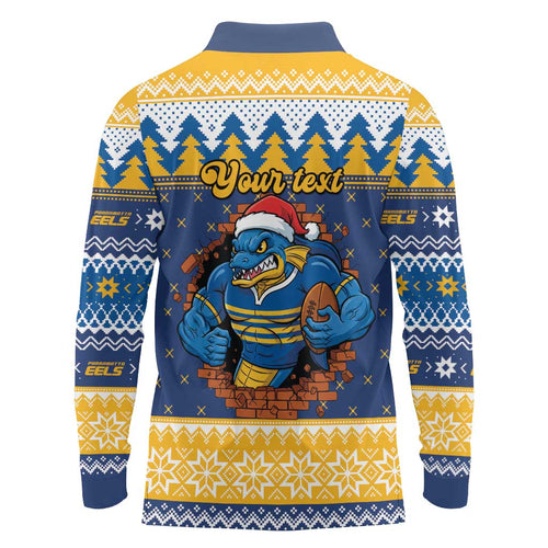 Parramatta Angry Eels Personalized Long Sleeve Polo Shirt Christmas Rugby League Spirit - Aussie Hoodie