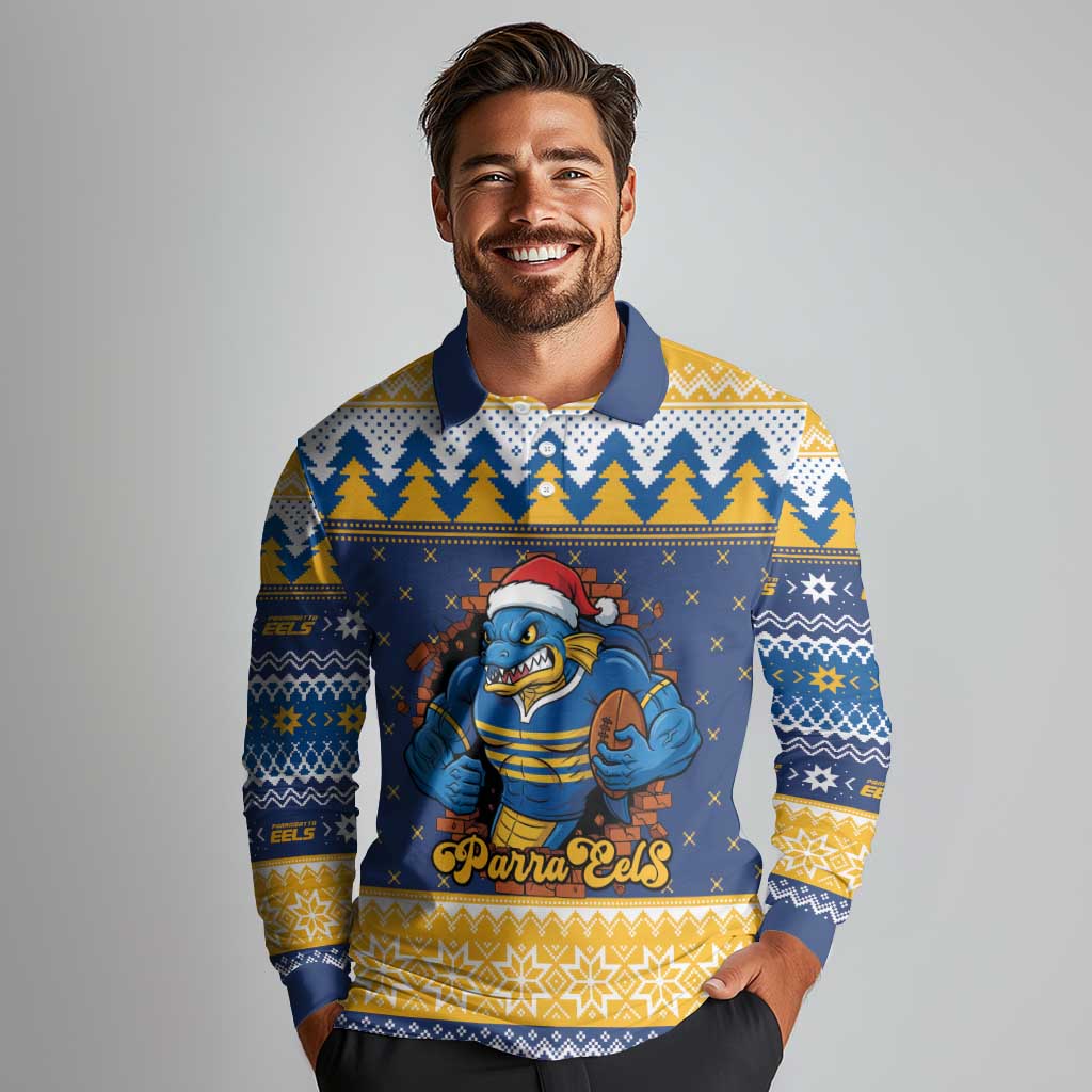 Parramatta Angry Eels Personalized Long Sleeve Polo Shirt Christmas Rugby League Spirit - Aussie Hoodie