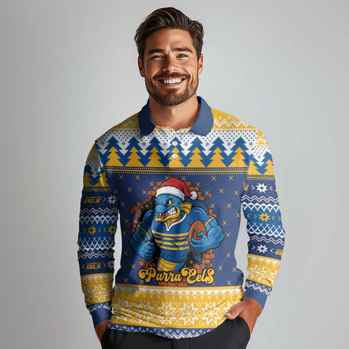 Parramatta Angry Eels Personalized Long Sleeve Polo Shirt Christmas Rugby League Spirit - Aussie Hoodie