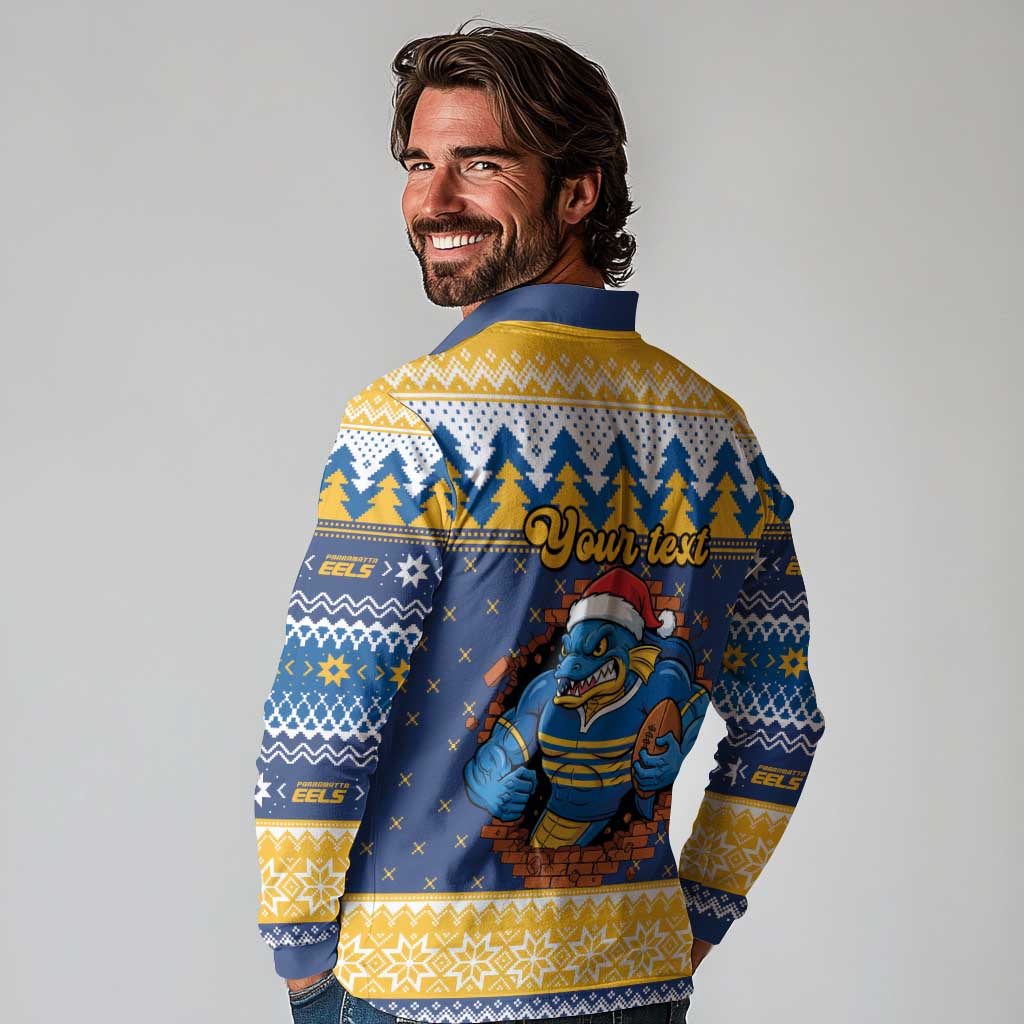 Parramatta Angry Eels Personalized Long Sleeve Polo Shirt Christmas Rugby League Spirit - Aussie Hoodie
