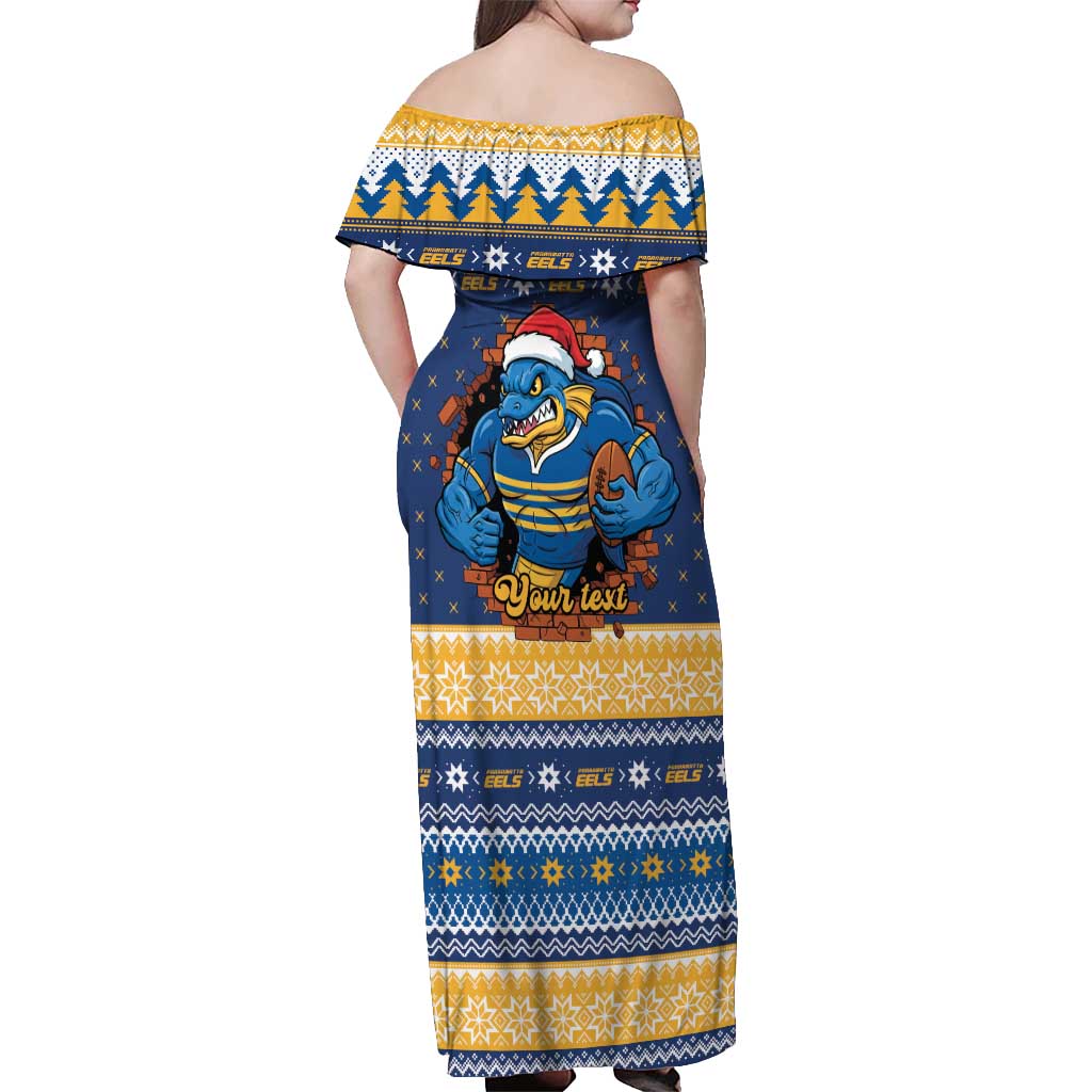 Parramatta Angry Eels Personalized Off Shoulder Maxi Dress Christmas Rugby League Spirit - Aussie Hoodie