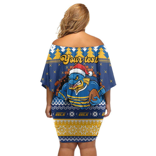 Parramatta Angry Eels Personalized Off Shoulder Short Dress Christmas Rugby League Spirit - Aussie Hoodie
