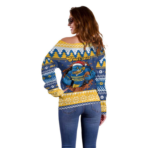 Parramatta Angry Eels Personalized Off Shoulder Sweater Christmas Rugby League Spirit - Aussie Hoodie