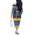 Parramatta Angry Eels Personalized Off The Shoulder Long Sleeve Dress Christmas Rugby League Spirit - Aussie Hoodie