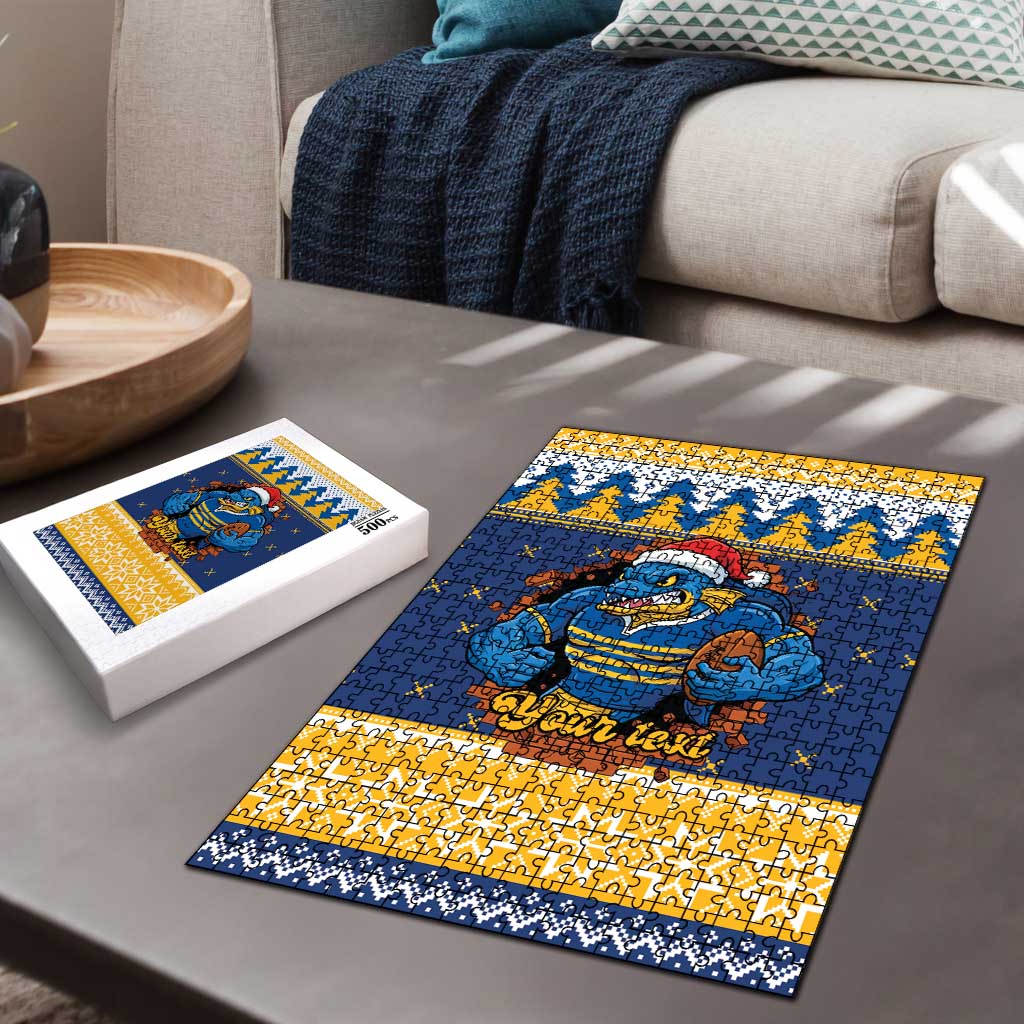 Parramatta Angry Eels Personalized Puzzle Christmas Rugby League Spirit - Aussie Hoodie